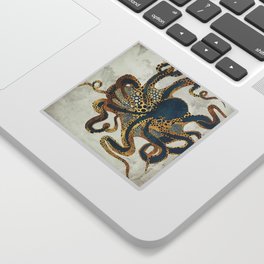 Underwater Dream VI Sticker | Octopus, Abstract, Watercolor, Blue, Graphicdesign, Sea, Nature, Digital, Marine, Contemporary 