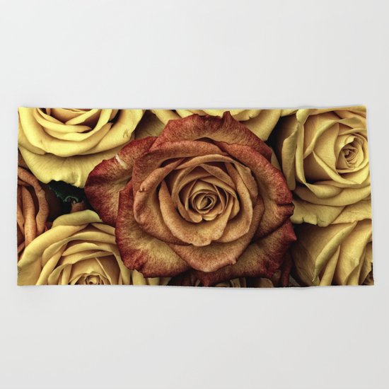 Vintage Roses Beach Towel