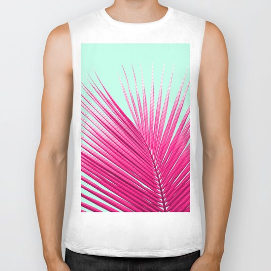 Pink Candy Cane Palm Biker Tank