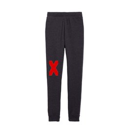 letter X (Red & White) Kids Joggers