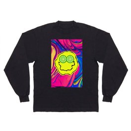 Psychedelic Lime Eyes Smiley Long Sleeve T-shirt