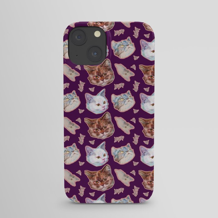 Crazy cats pattern on violet iPhone Case