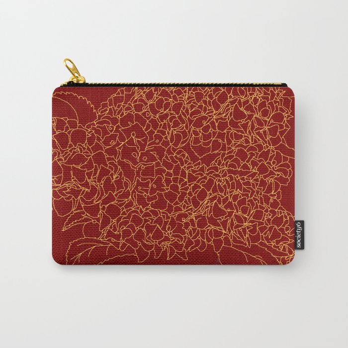 Floral 1 Hydrangea Red Carry-All Pouch