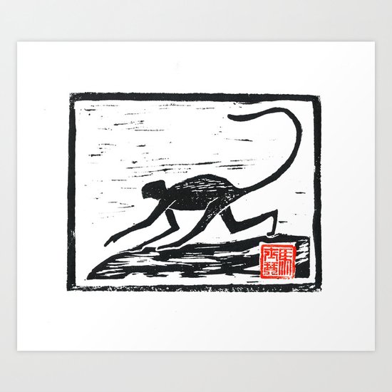 2016 year of the Monkey Block Print Art Print