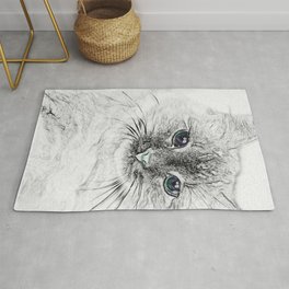 Siberian Kitty Cat Laying on the Marble Slab Rug