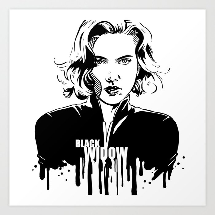 Fandom in Ink: Black Widow Art Print by rebeccaloomis | Society6