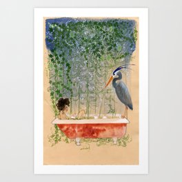 Leda and the Heron Art Print