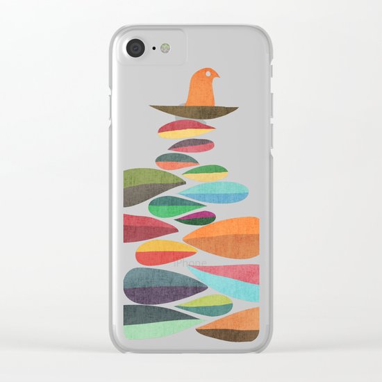 Bird nesting on top of pebbles hill Clear iPhone Case