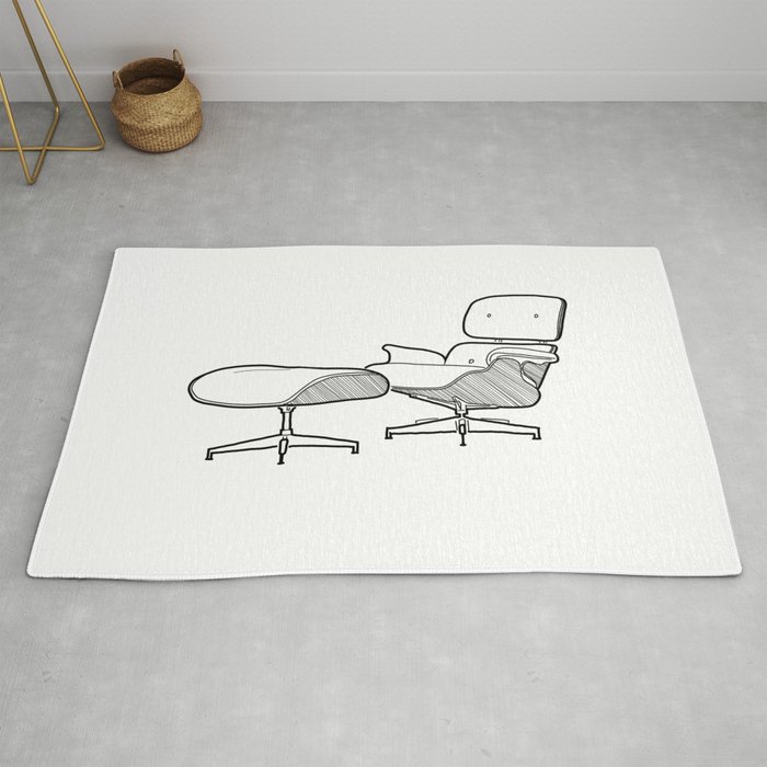 mid century eames lounge chair sketch b rug by noir ink society6 mid century eames lounge chair sketch b rug by noir ink