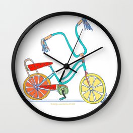 Slice Of Life Wall Clock | Orange, Fruit, Ink, Bicycle, Lemon, Drawing, Bike, Colored Pencil, Coloredink, Fruitslices 
