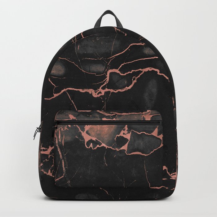 black and rose gold backpack
