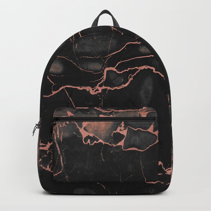 Black Marble and Rose Gold Backpack