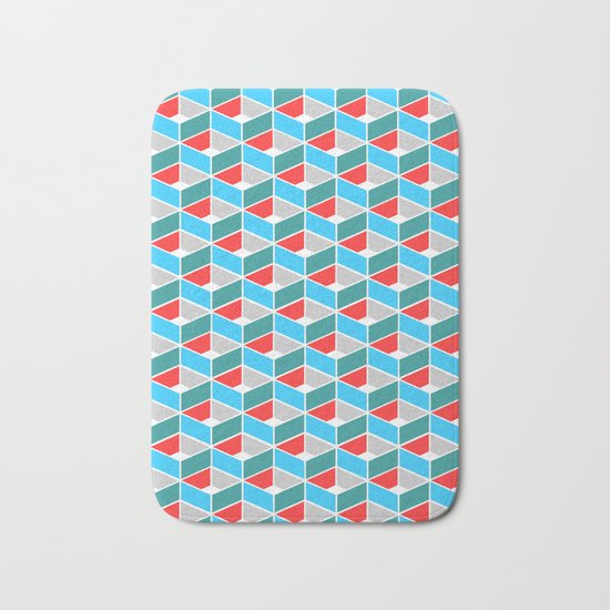 Simple Pattern Blue and Red Bath Mat