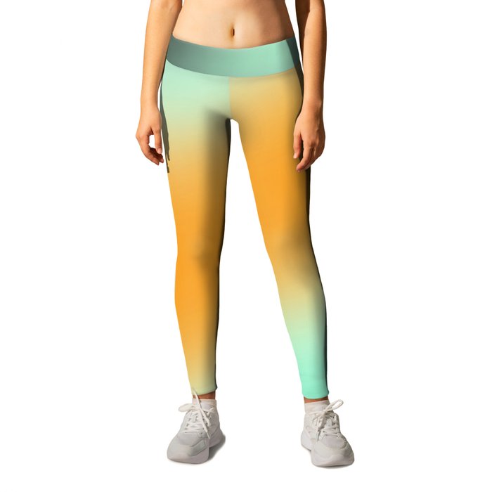 Orange And Green Aura Gradient Ombre Sombre Abstract  Leggings