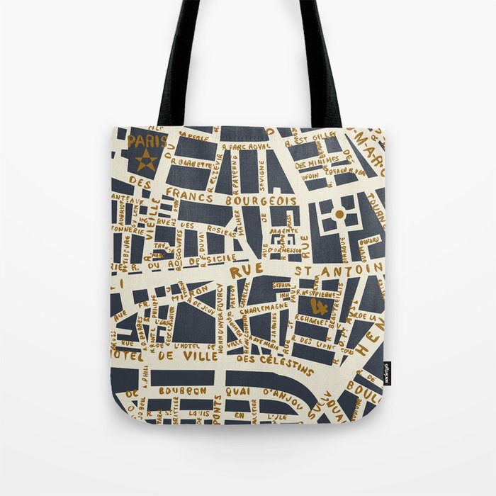 PARIS MAP GREY GOLD Tote Bag