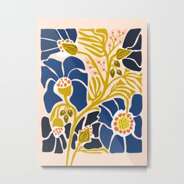 Modern floral illustration; Backyard flower Metal Print | Toned Downcolors, Floral, Stylizedflowers, Pattern, Graphicdesign, Leafs, Modern, Flowers, Digital, Minimalism 