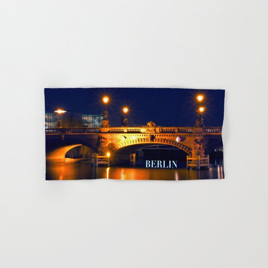 Nocturnal Lights on the river Spree in Berlin Hand & Bath Towel