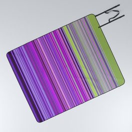  Lime, Purple Stripes Picnic Blanket