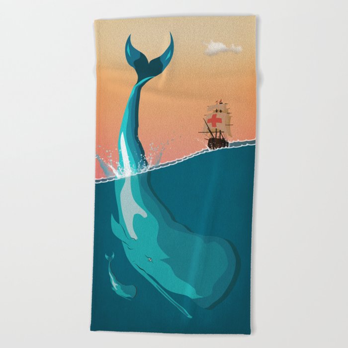 Blue Whale  sea life   Beach Towel