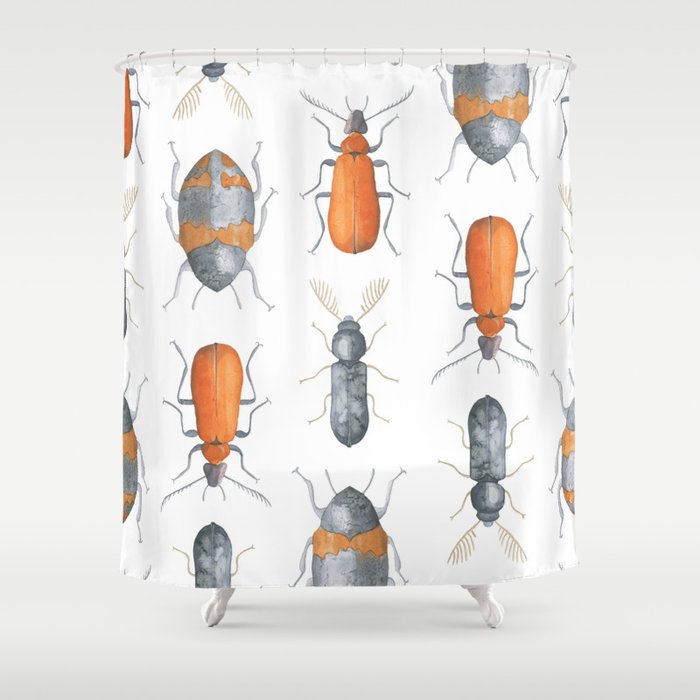 Watercolour forrest bugs for your home pattern Shower Curtain