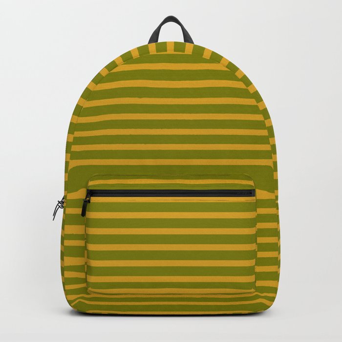 Goldenrod & Green Colored Striped Pattern Backpack