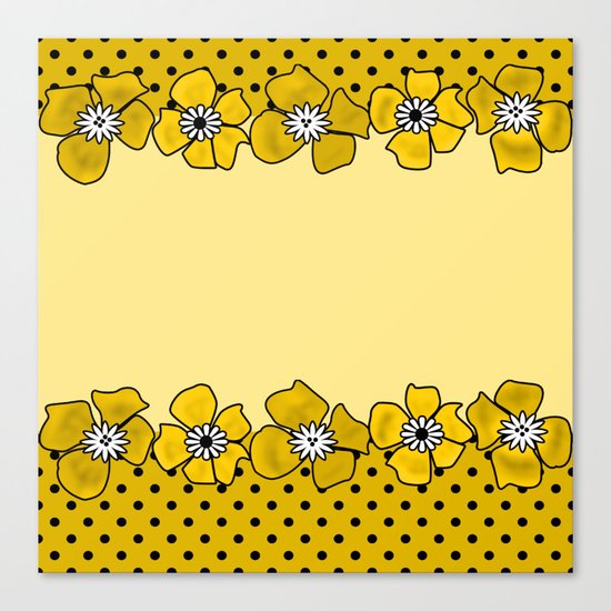 Yellow floral pattern . Canvas Print