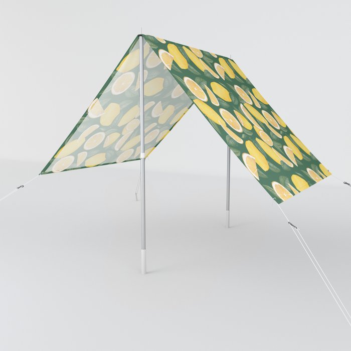 watercolor lemons in green background pattern Sun Shade