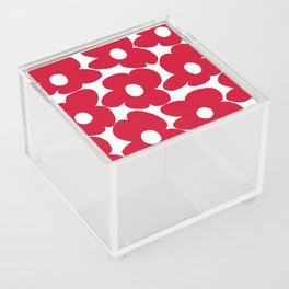 Red Retro Flowers White Background #decor #society6 #buyart Acrylic Box