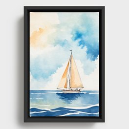 Peace and sail watercolor Framed Canvas