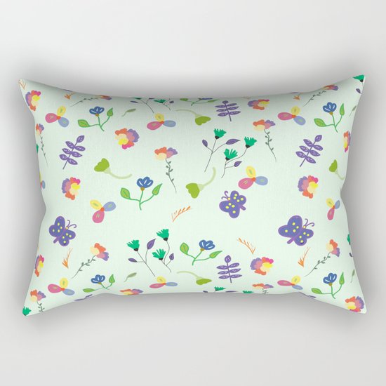 Spring Floral Pattern Rectangular Pillow