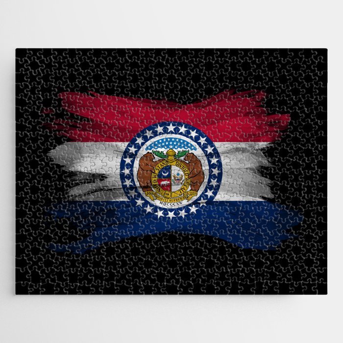 Missouri state flag brush stroke, Missouri flag background Jigsaw Puzzle