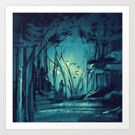 Witch Woods (teal) Art Print