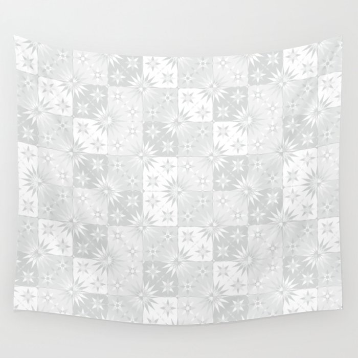 Moroccan Geometric subtle white tiles pattern. Digital illustration background Wall Tapestry