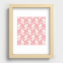 Vintage Diagonal Rectangles Pink Vanilla Recessed Framed Print
