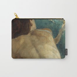 Backlite Nude Figure Oil painting Turquoise of Woman Carry-All Pouch