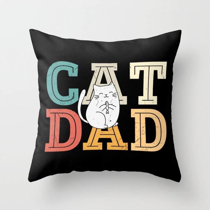 Cat Dad Throw Pillow