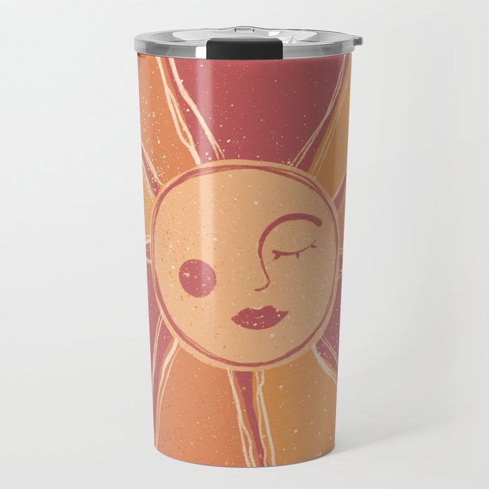 Retro Orange Mystic Sun Travel Mug