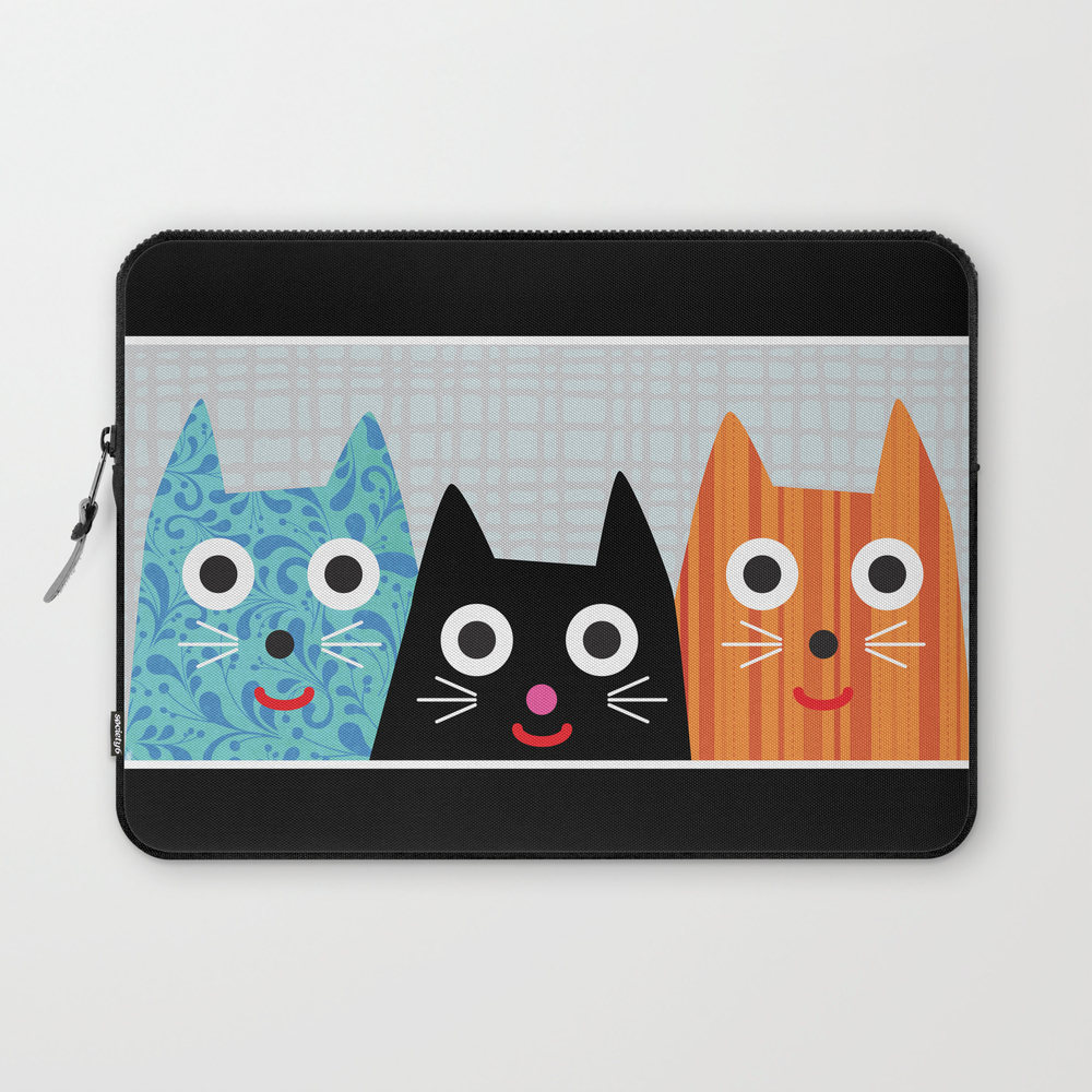 Three Cats Laptop Sleeve by lookmama