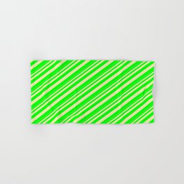 [ Thumbnail: Pale Goldenrod and Lime Colored Stripes/Lines Pattern Hand & Bath Towel ]