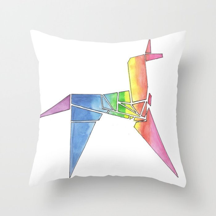 Origami Unicorn - Blade Runner Throw Pillow