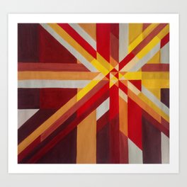 Sunrays 70s Retro abstract line art | Red, yellow & brown Art Print | Rainbow, Abstract, Yellow, Vintage, Pop Art, 3D, Acrylic, Street Art, Ray, Brushstrokes 