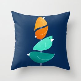 Bird Stack III Illustration Throw Pillow