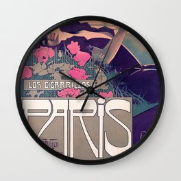 Poster Los Cigarillos Paris - A. Villa (new color rendition) Wall Clock
