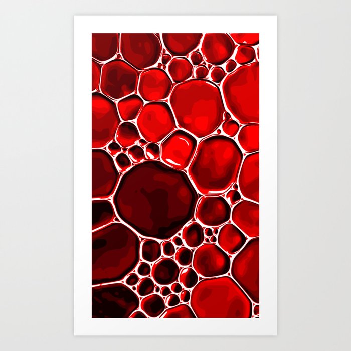 Crimson Oil Abstract Bubbles Art Print