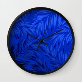 Palm Tree Fronds Brilliant Blue on Blue Hawaii Tropical Décor Wall Clock