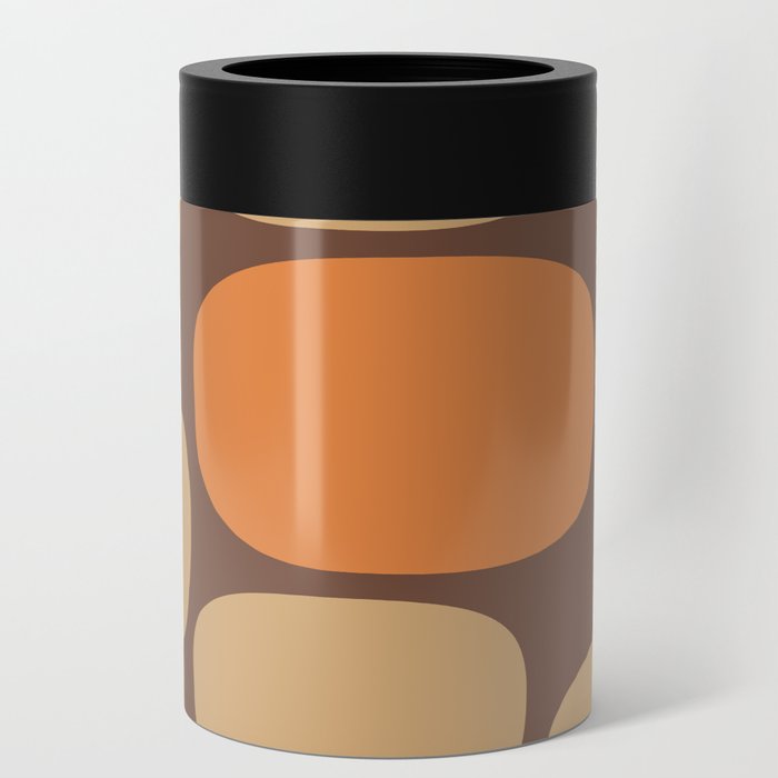 Modernist Spots 261 Brown Orange and Tan Can Cooler