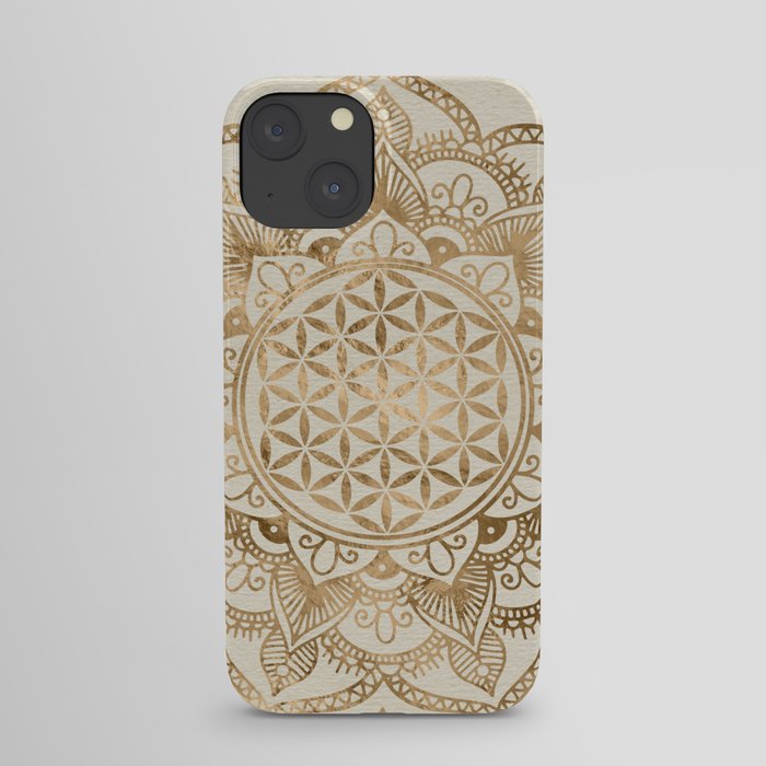 Flower of Life in Lotus - pastel golds and canvas iPhone Case