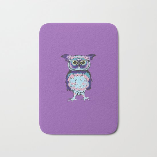 Small Purple Owl Bath Mat