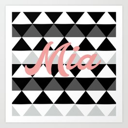 Mia Geo Black Art Print | Pattern, Typography, Children 