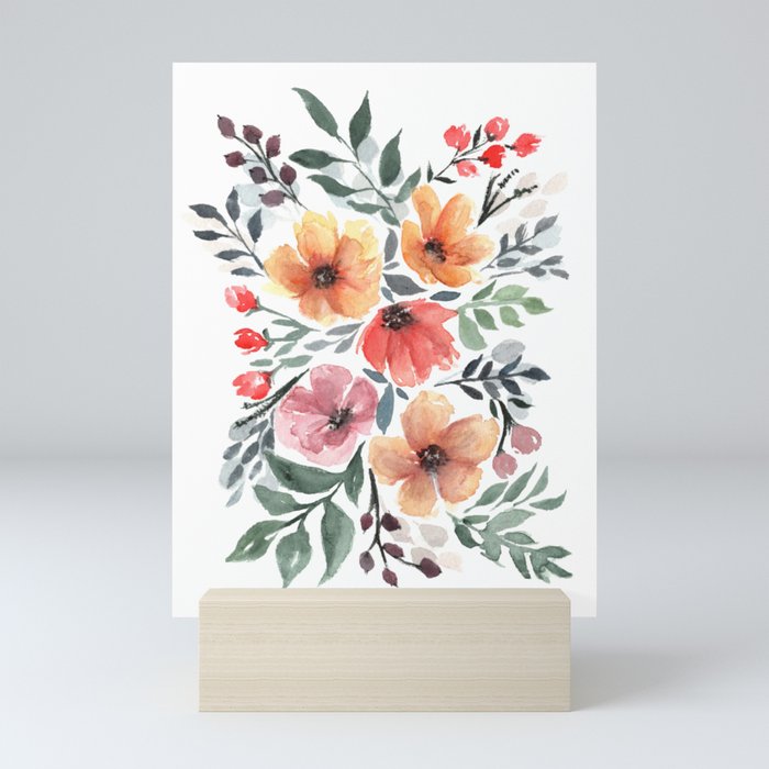 Spring Florals Watercolor Mini Art Print